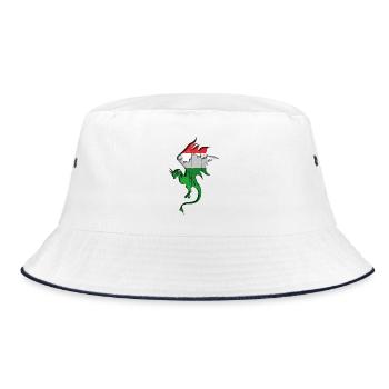 Drapeau de la Hongrie - Hongrie - Silhouette de dragon - Bob - blanc/marine - Devant