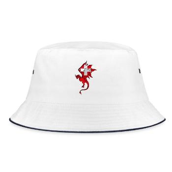 Flag of Switzerland - Swiss - Dragon Silhouette - Bucket Hat - white/navy - Front