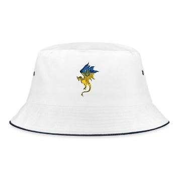 Flag of Ukraine - Ukraine - Dragon Silhouette - Bucket Hat - white/navy - Front