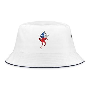 Flag of Chile - Chile - Dragon Silhouette - Bucket Hat - white/navy - Front