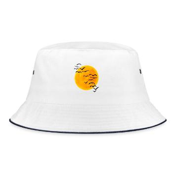 Sunset flock of birds - Bucket Hat - white/navy - Front