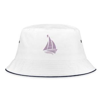 Sailing Sailboat Sailor Silhouette Minimalist - Bucket Hat - white/navy - Front