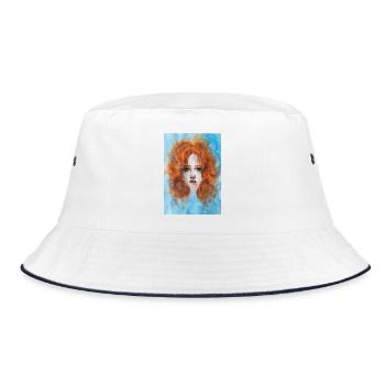 Femme Rousse Portrait Sirène Avec Bulles - Bob - blanc/marine - Devant
