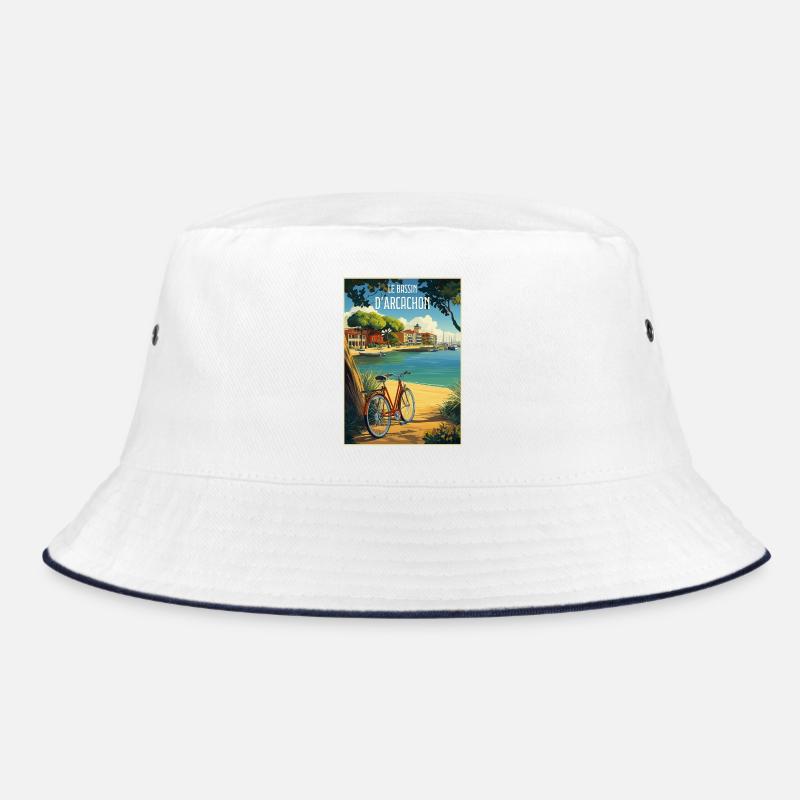 Reflexion der Bucht von Arcachon im Sommer - Bucket Hat - Weiß/Navy