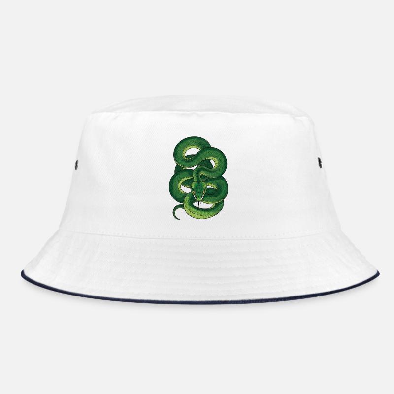 Schlange - Bucket Hat - Weiß/Navy