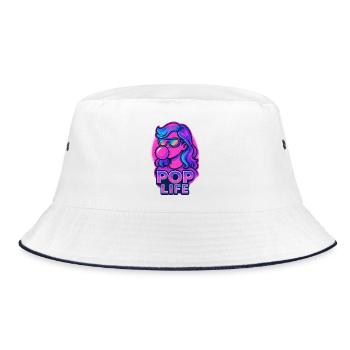 Retro Neon Girl Bubblegum Pop Design - Bucket Hat - white/navy - Front