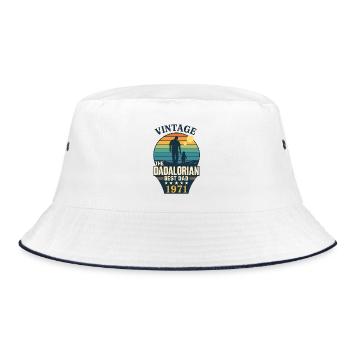 Vintage Father Dadalorian 1971 - Bester Papa - Bucket Hat - Weiß/Navy - Vorne