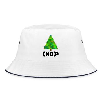 Pixelige Weihnachtsbaum Illustration - Bucket Hat - Weiß/Navy - Vorne