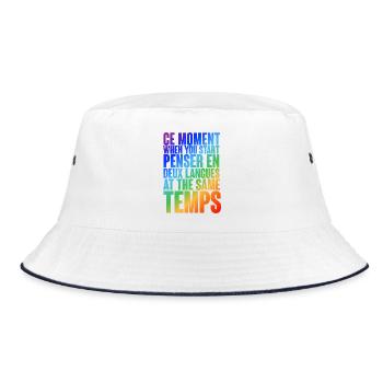 Multilingual thinking motif in color gradient - Bucket Hat - white/navy - Front