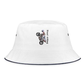 Stunt riding - Bucket Hat - Weiß/Navy - Vorne