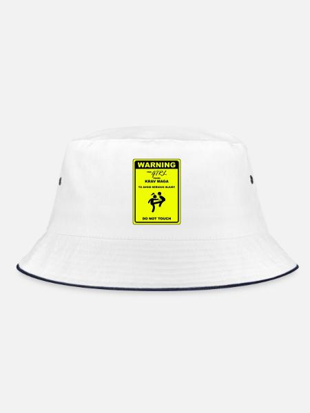 Warnung! Dieses Mädchen macht Krav Maga - Bucket Hat - Weiß/Navy - Vorne