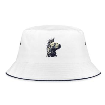 American Staffordshire Terrier Punkrock - Bucket Hat - Weiß/Navy - Vorne