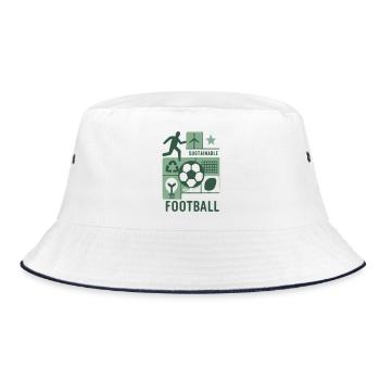 Nachhaltiges Fußballmotiv mit Umweltfokus - Bucket Hat - Weiß/Navy - Vorne