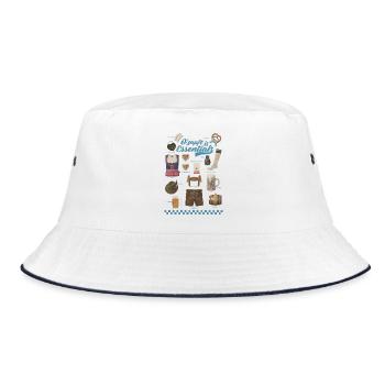 Traditionelle Bierfest-Motive auf Kleidung - Bucket Hat - Weiß/Navy - Vorne