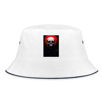 Skull in Red Ember - Bucket Hat - white/navy - Front