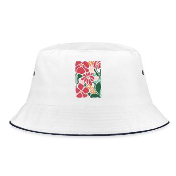 Good Mood Flowers - Red - Bucket Hat - white/navy - Front
