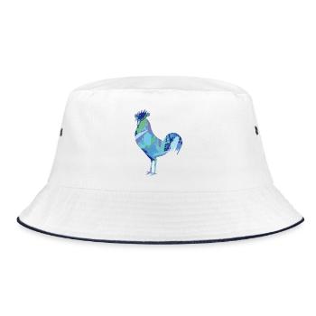 Abstract Watercolor Faucet - Bucket Hat - white/navy - Front