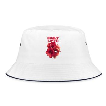 Amaryllis Love Floral Design - Bucket Hat - Weiß/Navy - Vorne