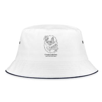 Created With Love – Schmetterling & Chaos - Bucket Hat - Weiß/Navy - Vorne