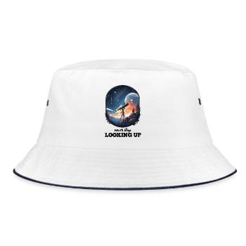 Hör niemals auf, nach Hoffnung und Inspiration zu suchen - Bucket Hat - Weiß/Navy - Vorne