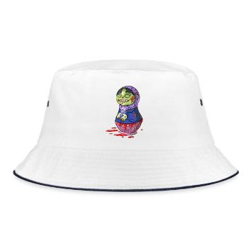 Zombie-Matrjoschka-Puppe - Bucket Hat - Weiß/Navy - Vorne