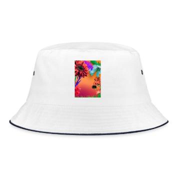 Bold flower canvas - Bucket Hat - white/navy - Front