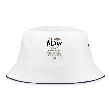 Alain Name Humor Geschenk Geburtstagsmann - Bucket Hat - Weiß/Navy - Vorne