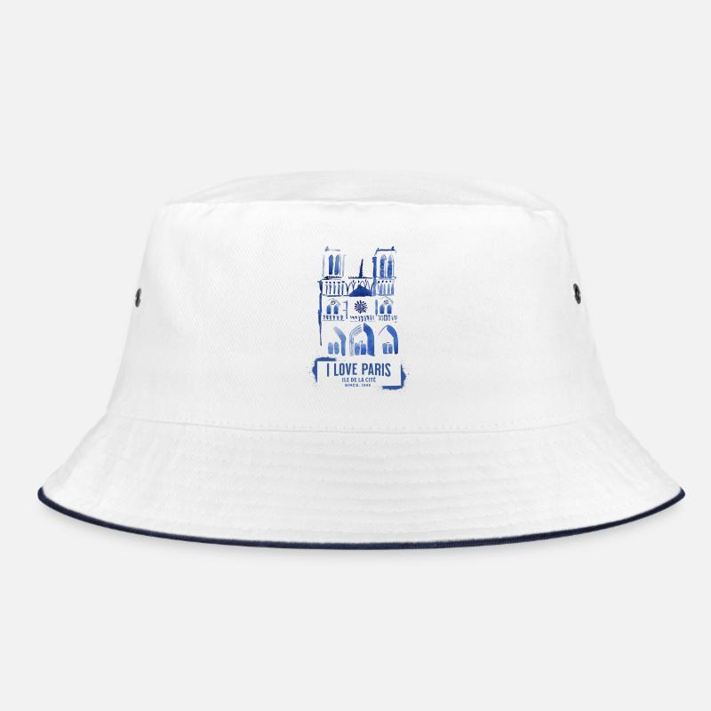Kathedrale Notre Dame in blauer Aquatinta Bucket Hat