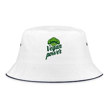 Vegan Power Broccoli - Bucket Hat - white/navy - Front
