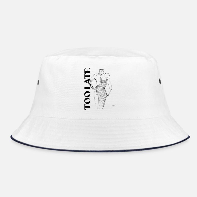 Zu spät - Bucket Hat - Weiß/Navy