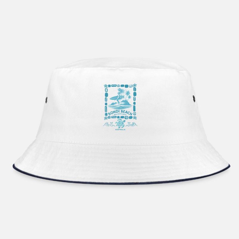Bondi Beach Turquoise Palm Island Bucket Hat