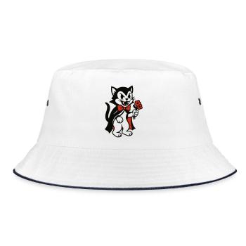 Dracula Cat with Bouquet of Flowers - Bucket Hat - white/navy - Front