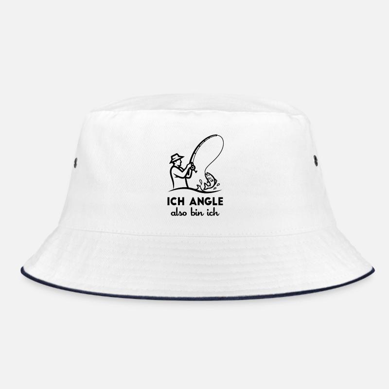 Ich angle also bin ich Lustiger Angler Spruch Bucket Hat