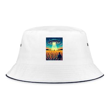 Crop Circles – Message in the field - Bucket Hat - white/navy - Front