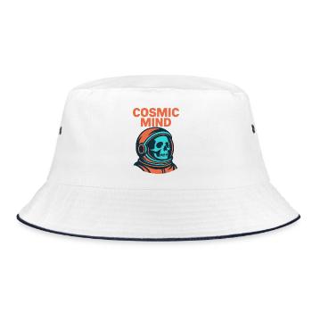 Cosmic Mind Astronaut Totenkopf - Bucket Hat - Weiß/Navy - Vorne