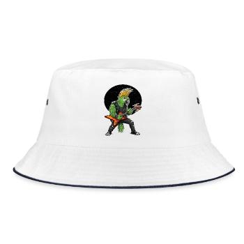 Punk Parrot with Flame Guitar - Bucket Hat - white/navy - Front