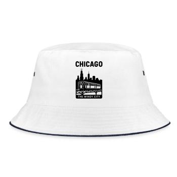 Chicago, USA, Illinois - Bucket Hat - white/navy - Front