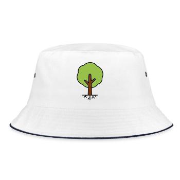 Baum Silhouette Grün Cartoon - Bucket Hat - Weiß/Navy - Vorne