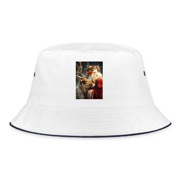 Winter Santa and Reindeer Embrace - Bucket Hat - white/navy - Front