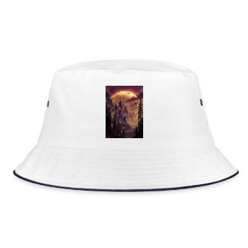 Fiery Summit at Dusk - Bucket Hat - white/navy - Front