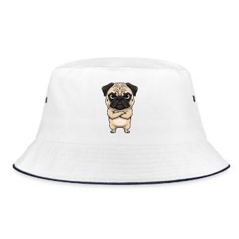 Mops Cartoon mürrisch grumpy sauer genervt süß - Bob - blanc/marine - Devant