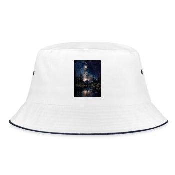 Milky Way Over Mountains - Bucket Hat - white/navy - Front