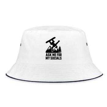 ask me for my socials - Bucket Hat - white/navy - Front