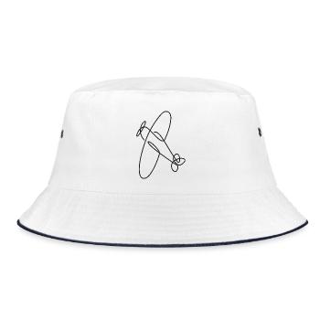 Propeller Plane Sketch – Classic Flight Motif - Bucket Hat - white/navy - Front