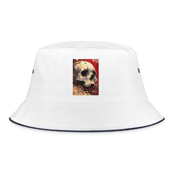 Cracked Skull in Crimson Vines - Bucket Hat - white/navy - Front