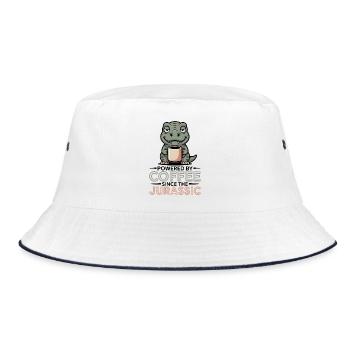 Dino Kaffee Humor - Bucket Hat - Weiß/Navy - Vorne
