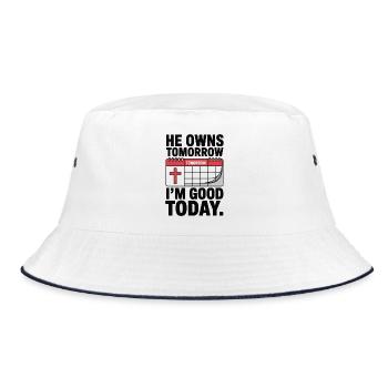 He Owns Tomorrow I'm Good Today Glaube - Bucket Hat - white/navy - Front