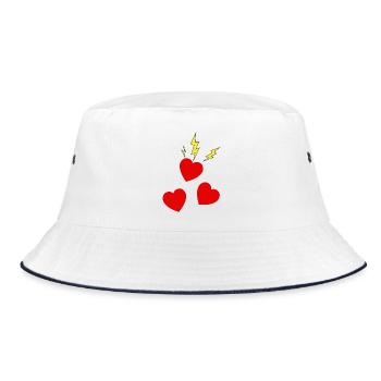Electric hearts in red - Bucket Hat - white/navy - Front