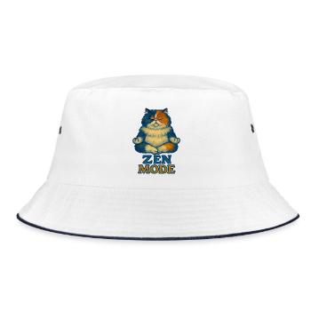 Zen Cat in Calm Mode - Bucket Hat - white/navy - Front