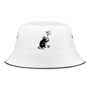 Ratte mit Fahne - Bucket Hat - Weiß/Navy - Vorne